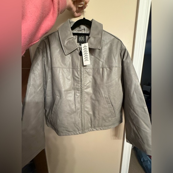 BDG Jackets & Blazers - BDG Gray Leather Jacket Classic Collar Casual Style